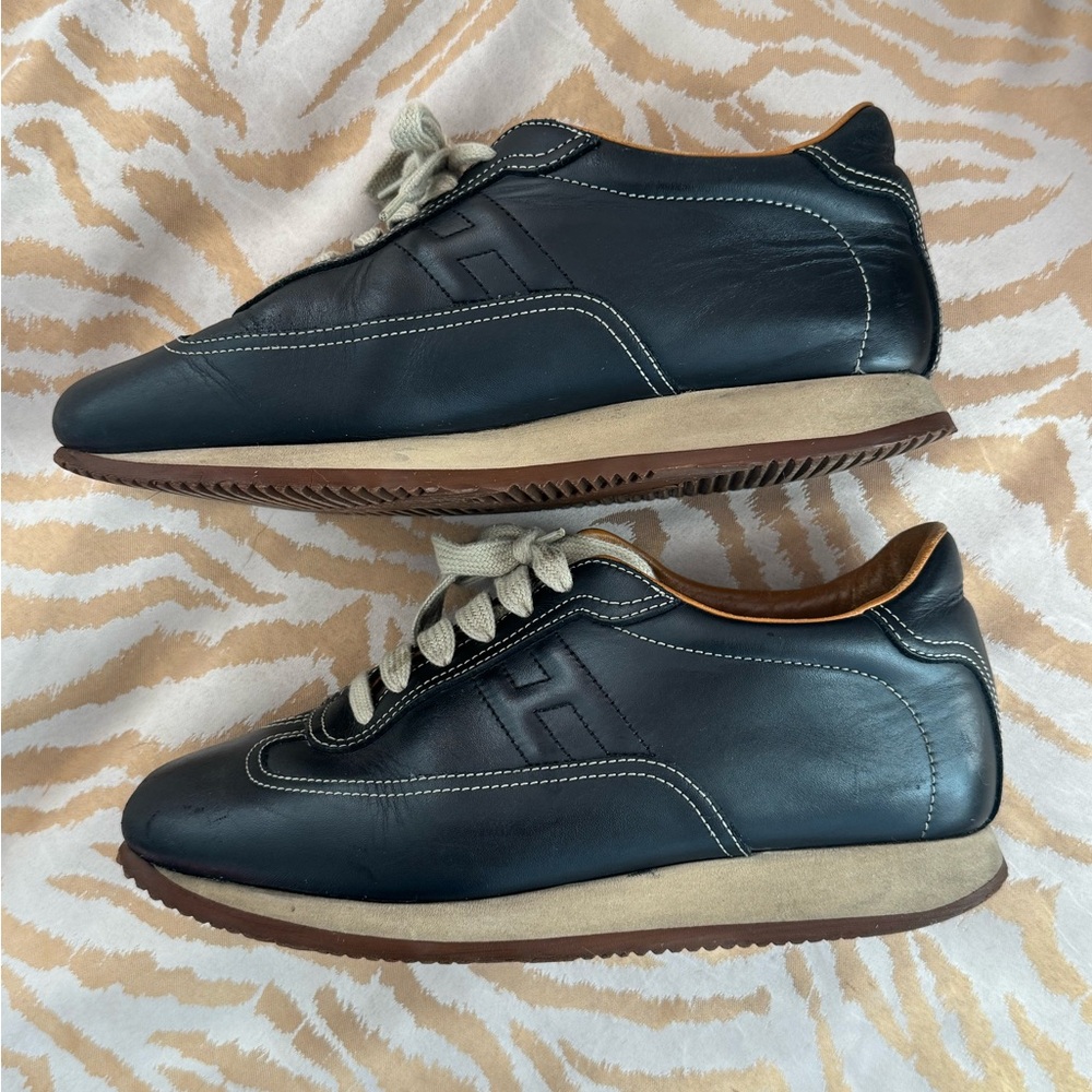 Hermès Leather “H” Sneakers – Black | US 7.5